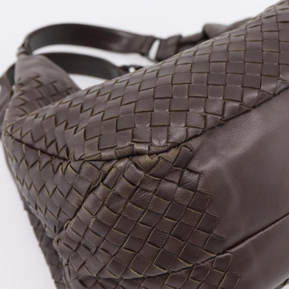 Bottega Veneta INTRECCIATO Campana Hand Bag Leather Brown 125787 Auth LN096V