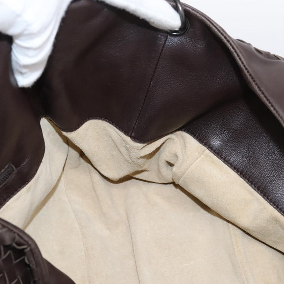 Bottega Veneta INTRECCIATO Campana Hand Bag Leather Brown 125787 Auth LN096V