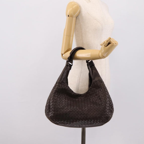 Bottega Veneta INTRECCIATO Campana Hand Bag Leather Brown 125787 Auth LN096V