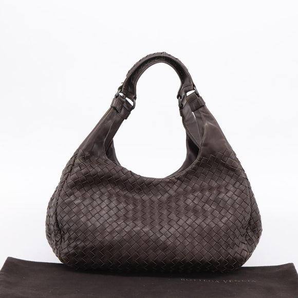 Bottega Veneta INTRECCIATO Campana Hand Bag Leather Brown 125787 Auth LN096V