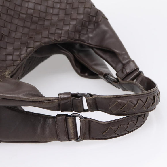 Bottega Veneta INTRECCIATO Campana Hand Bag Leather Brown 125787 Auth LN096V