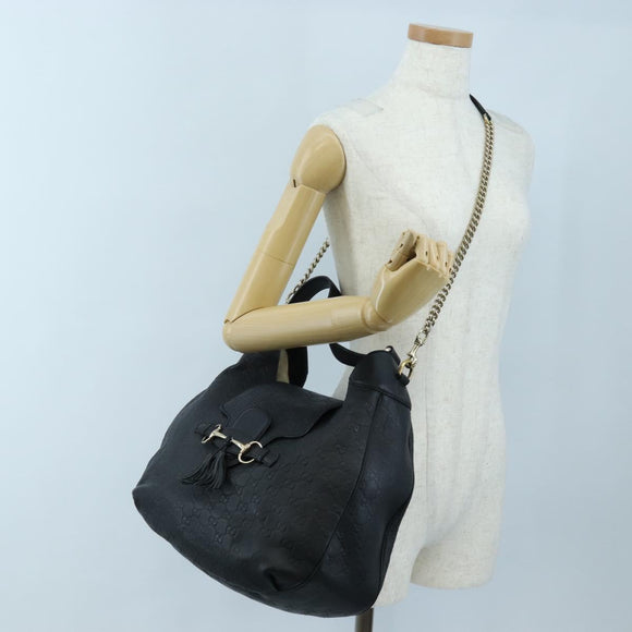 GUCCI GuccissimaGG Horsebit Chain Shoulder Bag Leather 2way 322226 Auth LN097V