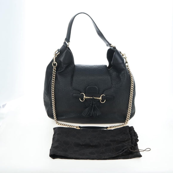 GUCCI GuccissimaGG Horsebit Chain Shoulder Bag Leather 2way 322226 Auth LN097V