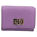 FENDI Peek A Boo Compact Wallet Leather Purple Silver 8M0426 Auth LN099M-2
