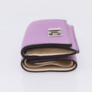 FENDI Peek A Boo Compact Wallet Leather Purple Silver 8M0426 Auth LN099M-4