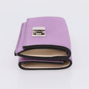 FENDI Peek A Boo Compact Wallet Leather Purple Silver 8M0426 Auth LN099M-5