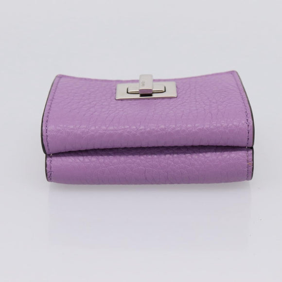 FENDI Peek A Boo Compact Wallet Leather Purple Silver 8M0426 Auth LN099M