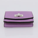 FENDI Peek A Boo Compact Wallet Leather Purple Silver 8M0426 Auth LN099M-7