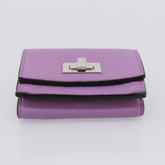FENDI Peek A Boo Compact Wallet Leather Purple Silver 8M0426 Auth LN099M