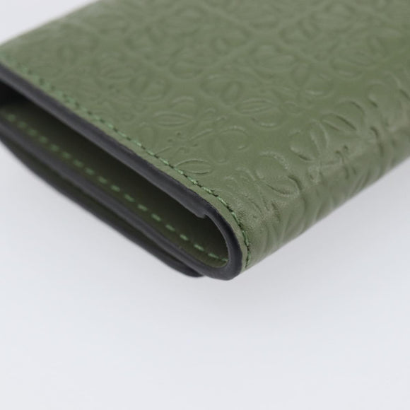 LOEWE Key Case Leather Green Gold Tone Auth LN100M
