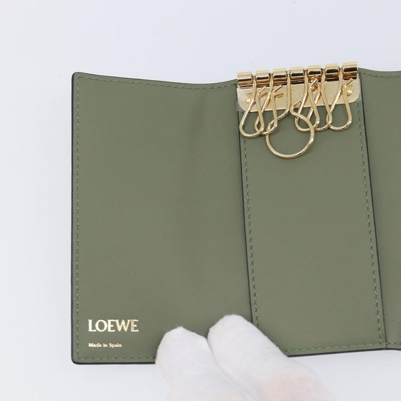 LOEWE Key Case Leather Green Gold Tone Auth LN100M
