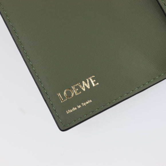 LOEWE Key Case Leather Green Gold Tone Auth LN100M
