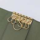 LOEWE Key Case Leather Green Gold Tone Auth LN100M-21