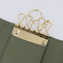 LOEWE Key Case Leather Green Gold Tone Auth LN100M-9