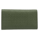 LOEWE Key Case Leather Green Gold Tone Auth LN100M-2