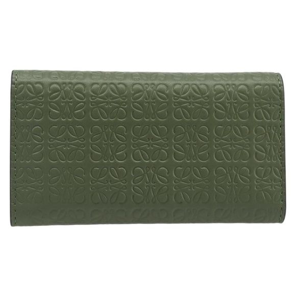 LOEWE Key Case Leather Green Gold Tone Auth LN100M