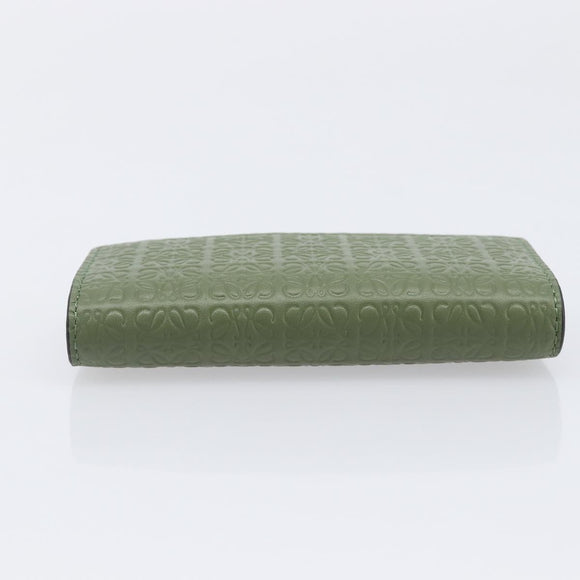 LOEWE Key Case Leather Green Gold Tone Auth LN100M