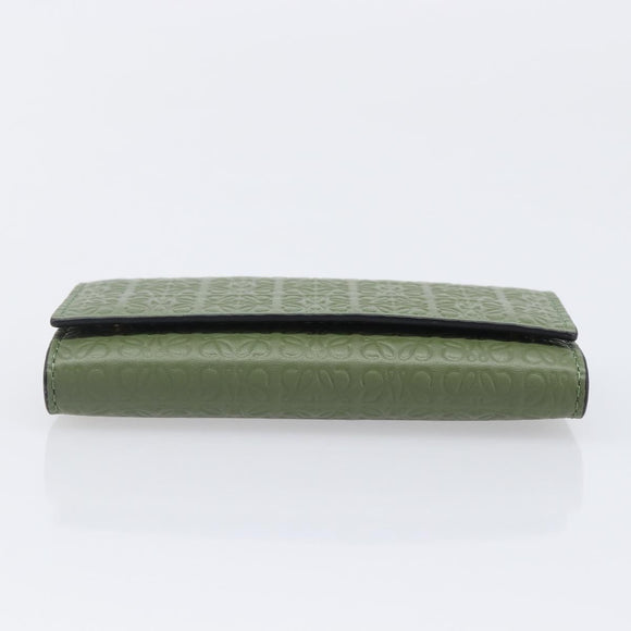 LOEWE Key Case Leather Green Gold Tone Auth LN100M