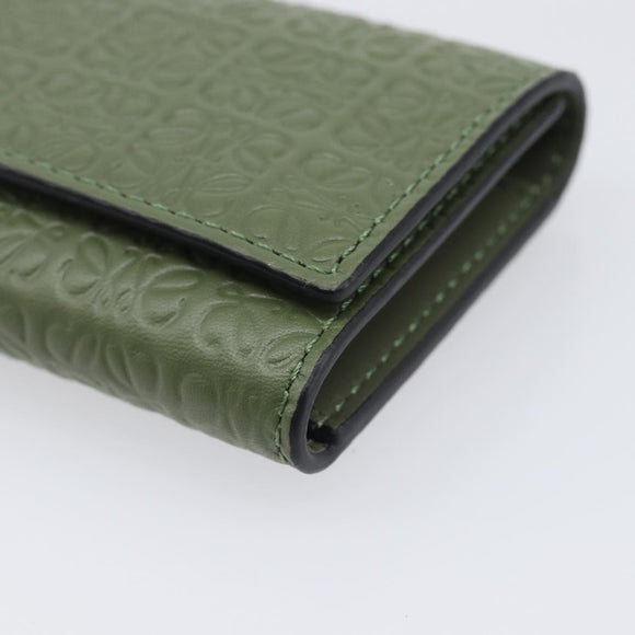 LOEWE Key Case Leather Green Gold Tone Auth LN100M