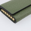 LOEWE Key Case Leather Green Gold Tone Auth LN100M-14