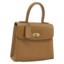 Coach Hand Bag Leather Beige Gold Tone Auth LN110-1