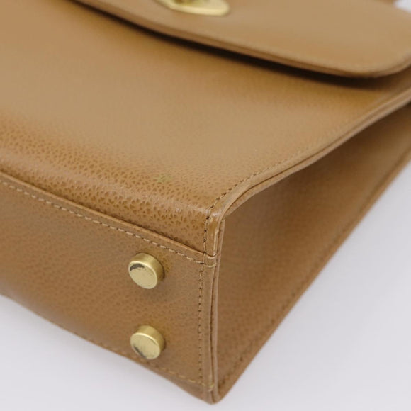 Coach Hand Bag Leather Beige Gold Tone Auth LN110