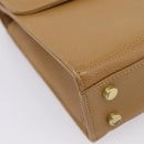 Coach Hand Bag Leather Beige Gold Tone Auth LN110-14