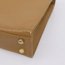 Coach Hand Bag Leather Beige Gold Tone Auth LN110-15