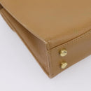 Coach Hand Bag Leather Beige Gold Tone Auth LN110-16