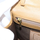 Coach Hand Bag Leather Beige Gold Tone Auth LN110-20