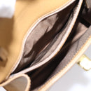 Coach Hand Bag Leather Beige Gold Tone Auth LN110-21