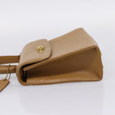 Coach Hand Bag Leather Beige Gold Tone Auth LN110-3
