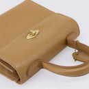 Coach Hand Bag Leather Beige Gold Tone Auth LN110-6