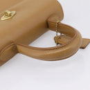 Coach Hand Bag Leather Beige Gold Tone Auth LN110-7