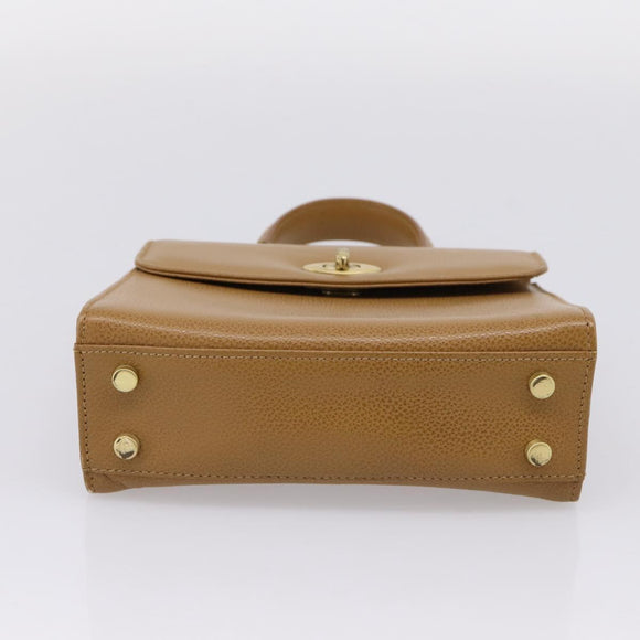 Coach Hand Bag Leather Beige Gold Tone Auth LN110