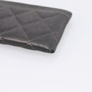 CHANEL Matelasse Card Case Lamb Skin Gray Silver CC Auth LN111-15
