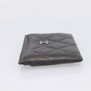 CHANEL Matelasse Card Case Lamb Skin Gray Silver CC Auth LN111-3