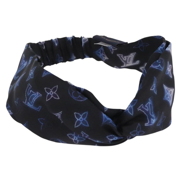 LOUIS VUITTON Monogram Headband Sowa Hair Band Silk Navy M77432 LV Auth LN112V