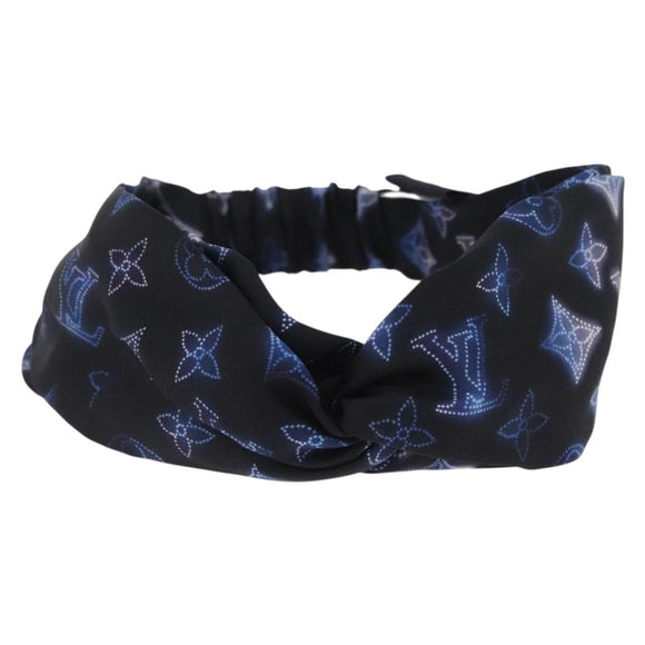 LOUIS VUITTON Monogram Headband Sowa Hair Band Silk Navy M77432 LV Auth LN112V