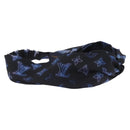 LOUIS VUITTON Monogram Headband Sowa Hair Band Silk Navy M77432 LV Auth LN112V-5