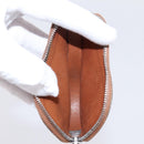 HERMES Coin Purse Leather Brown Silver Auth LN115A-9