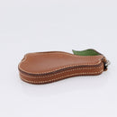 HERMES Coin Purse Leather Brown Silver Auth LN115A-4