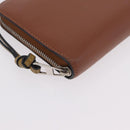 LOEWE Long Wallet Leather Brown Silver Auth LN116V-10