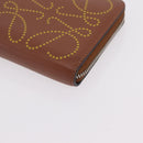 LOEWE Long Wallet Leather Brown Silver Auth LN116V-11