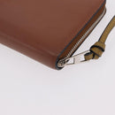 LOEWE Long Wallet Leather Brown Silver Auth LN116V-13