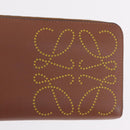 LOEWE Long Wallet Leather Brown Silver Auth LN116V-15