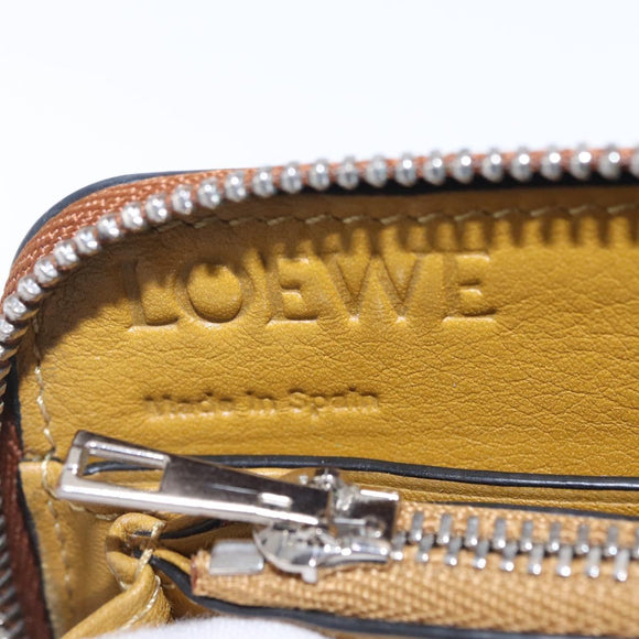 LOEWE Long Wallet Leather Brown Silver Auth LN116V