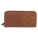 LOEWE Long Wallet Leather Brown Silver Auth LN116V-2