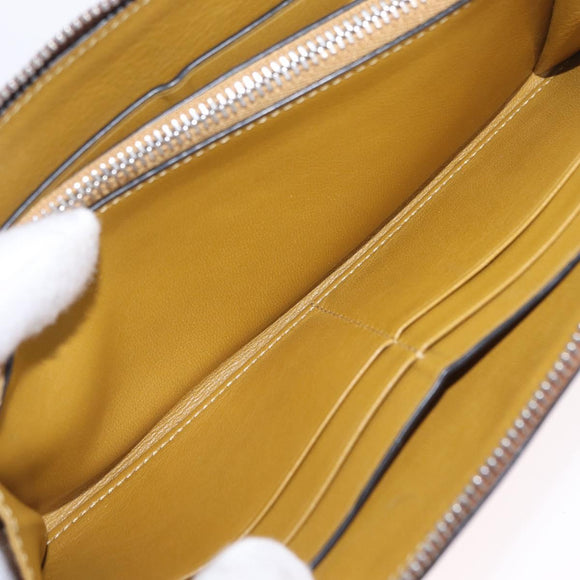 LOEWE Long Wallet Leather Brown Silver Auth LN116V