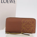 LOEWE Long Wallet Leather Brown Silver Auth LN116V-27
